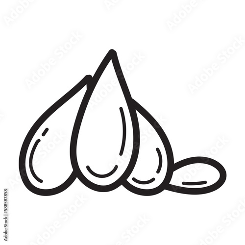 Doodle pumpkin seeds icon outline vector