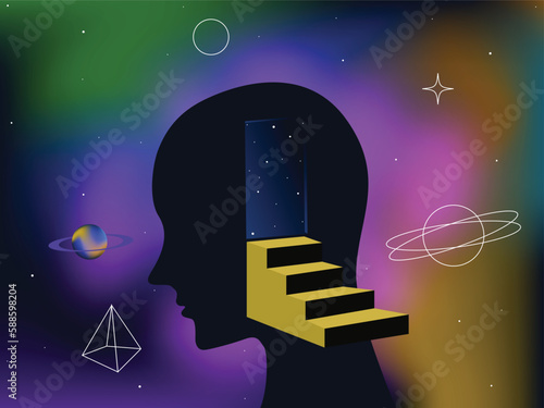 Mental Health concept. Psychology. Neuroscience and creative mind