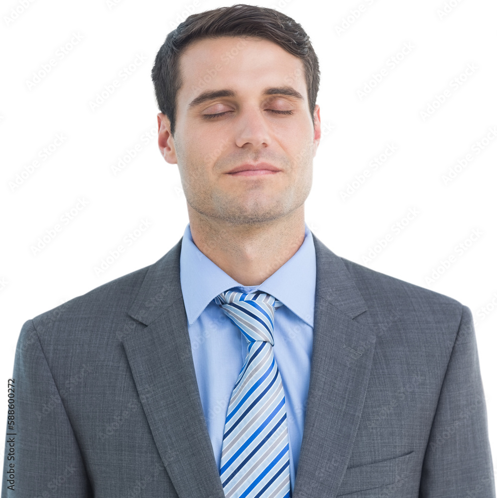 Handsome businessman with eyes closed Handsome businessman with eyes closed