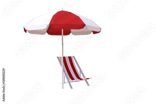 Vector image of parasol and folding chair