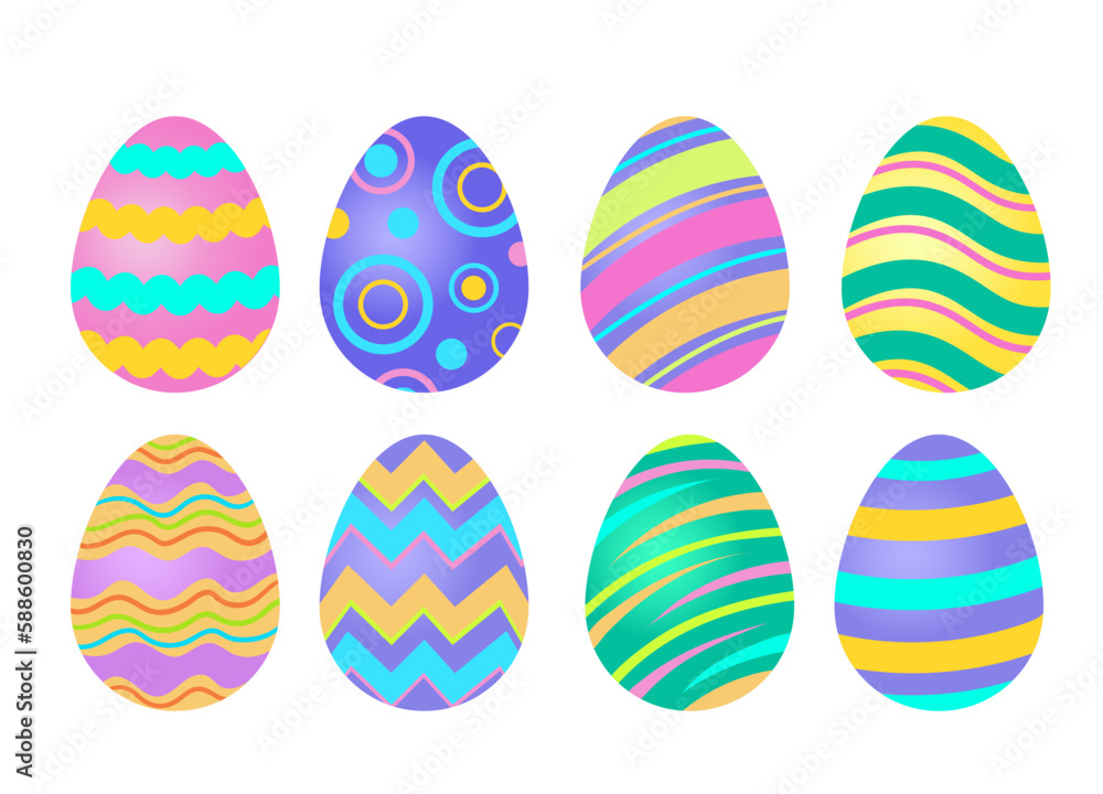 Colorful Easter eggs with geometric prints