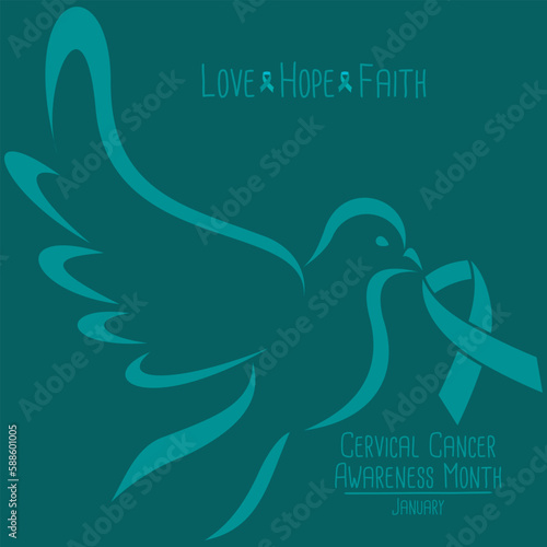 Cervical Cancer Awareness Cancer Awareness Month Vector.