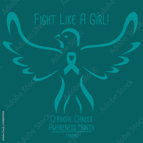 Vector illustration on the theme of Cervical Cancer awareness month January.