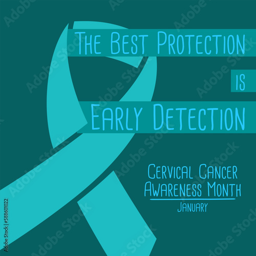 Cervical cancer awareness month banner with support ribbon