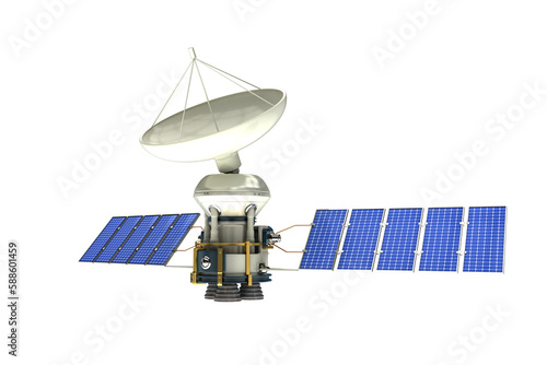 3d illustration of blue solar power satellite