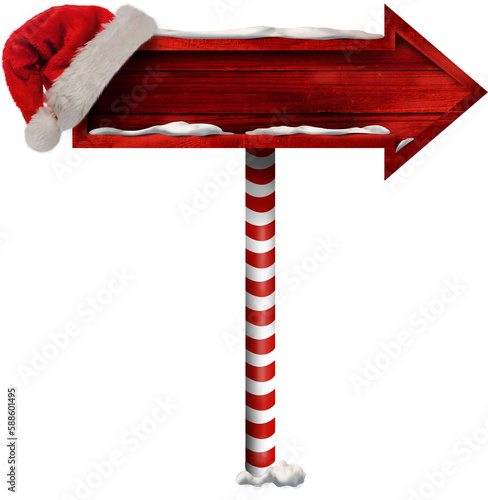 Santa hat on arrow signboard