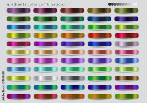 Set of buttons for your website with different gradients combinations. Color Ideas