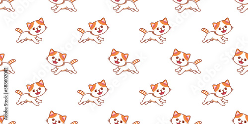 Vector cartoon character cute exotic shorthair cat seamless pattern background for design.