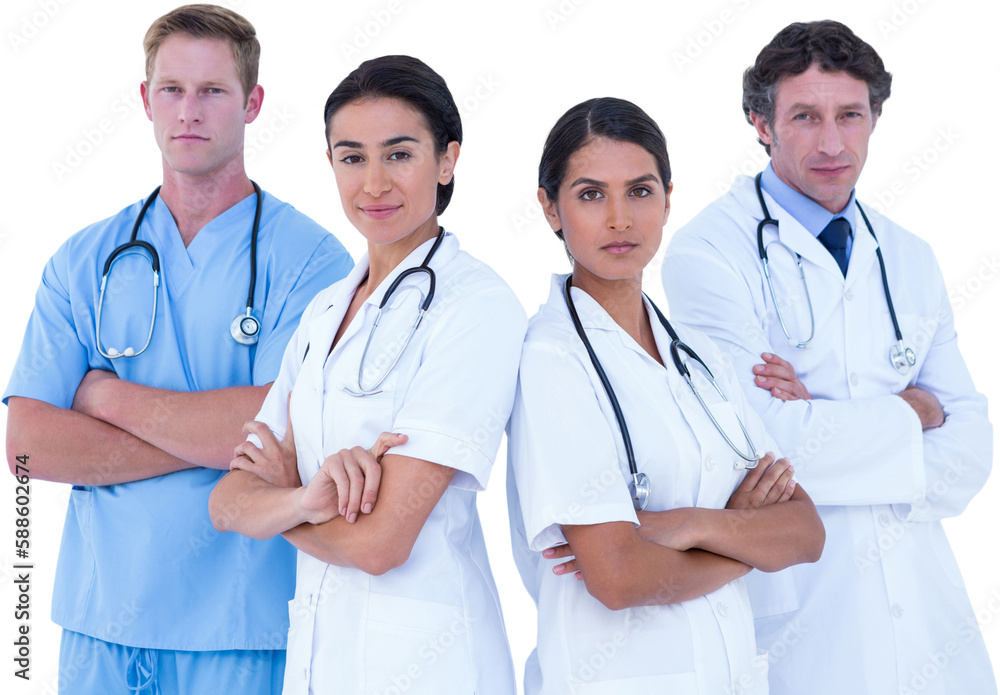 Portrait of doctors standing with arms crossed Portrait of doctors standing with arms crossed