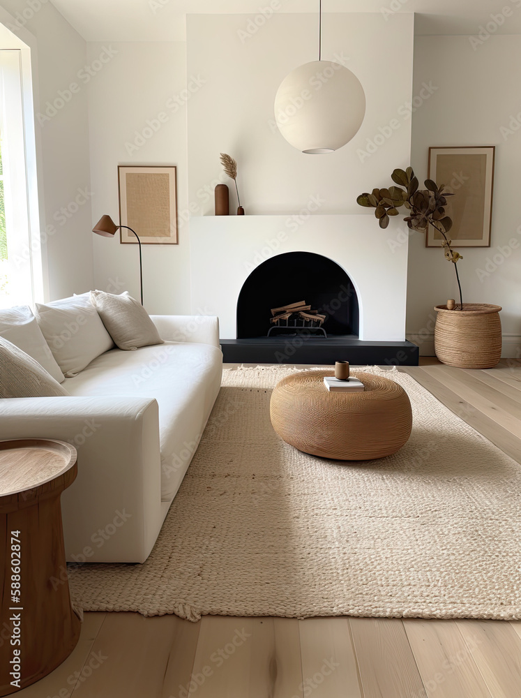 View of JONATHAN Y Cassia Jute Boho Circle Natural 5' Round Indoor Area Rug ...