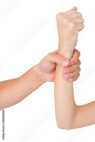 Mans hand grabbing womans wrist