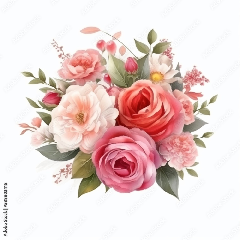 Spring bouquet illustration isolated on white Spring bouquet illustration isolated on white