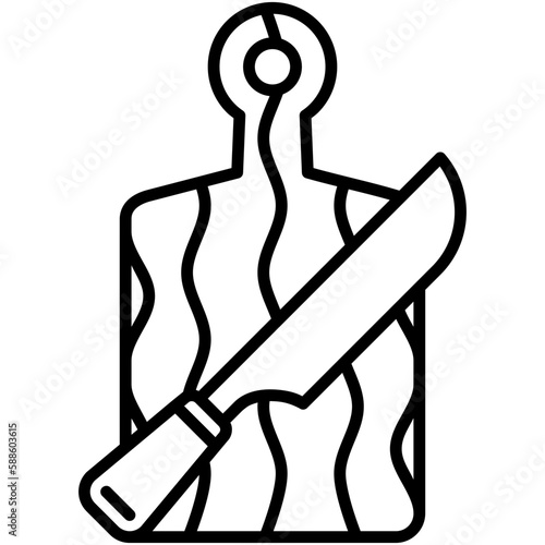 cutting board icon, line icon style, chop board knife symbol vector stock.