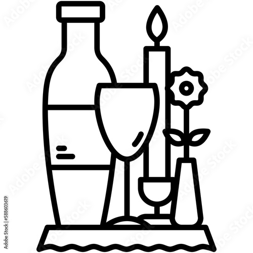 banquet icon, line icon style, buffet food decoration symbol vector stock.