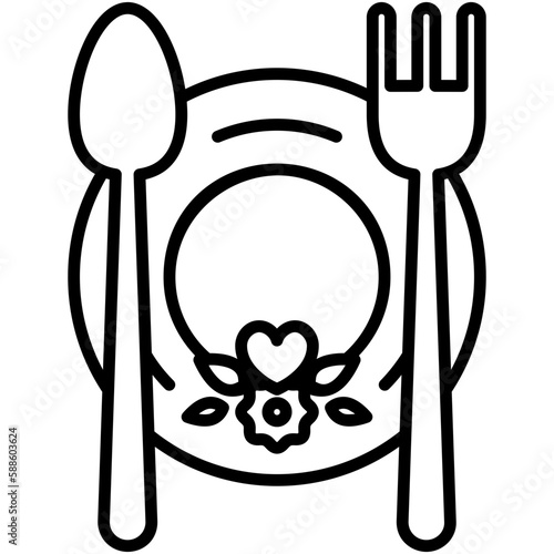 banquet icon, line icon style, buffet food decoration symbol vector stock.