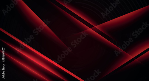 Abstract black red gaming background with modern luxury grid pattern retro vapor synthwave smoke fog, neon red light ray and triangle stripes line paper cut style