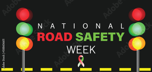 National Road safety week. Template for background, banner, card, poster.