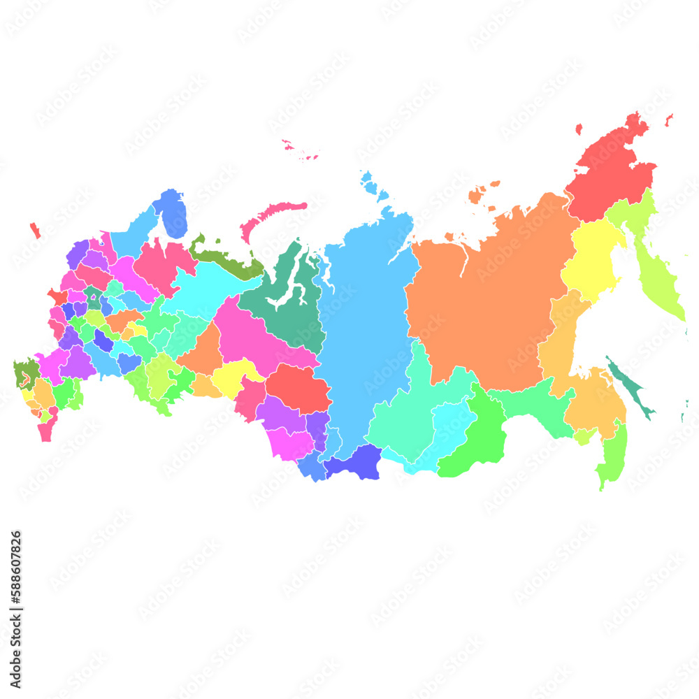 Fototapeta premium ロシア 地図 カラフル アイコン