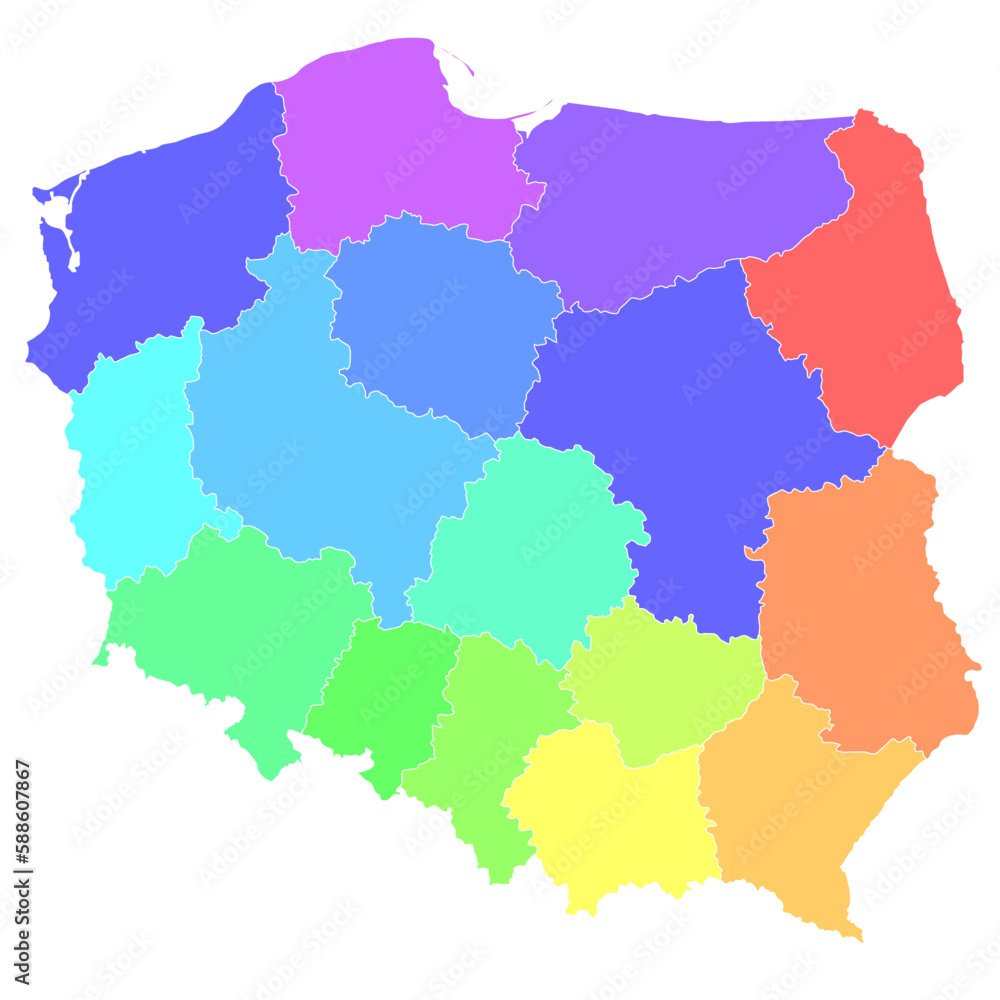 ポーランド　地図　カラフル　アイコン