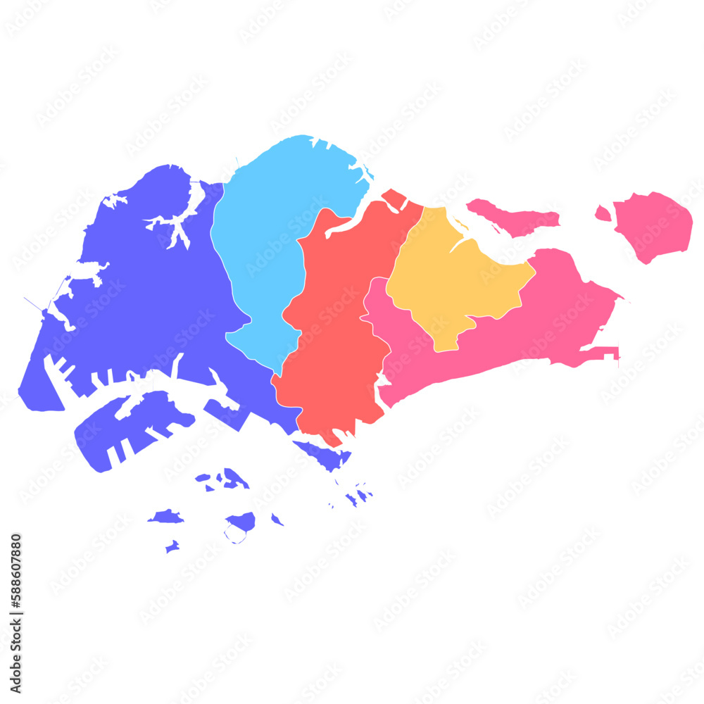 シンガポール　地図　カラフル　アイコン