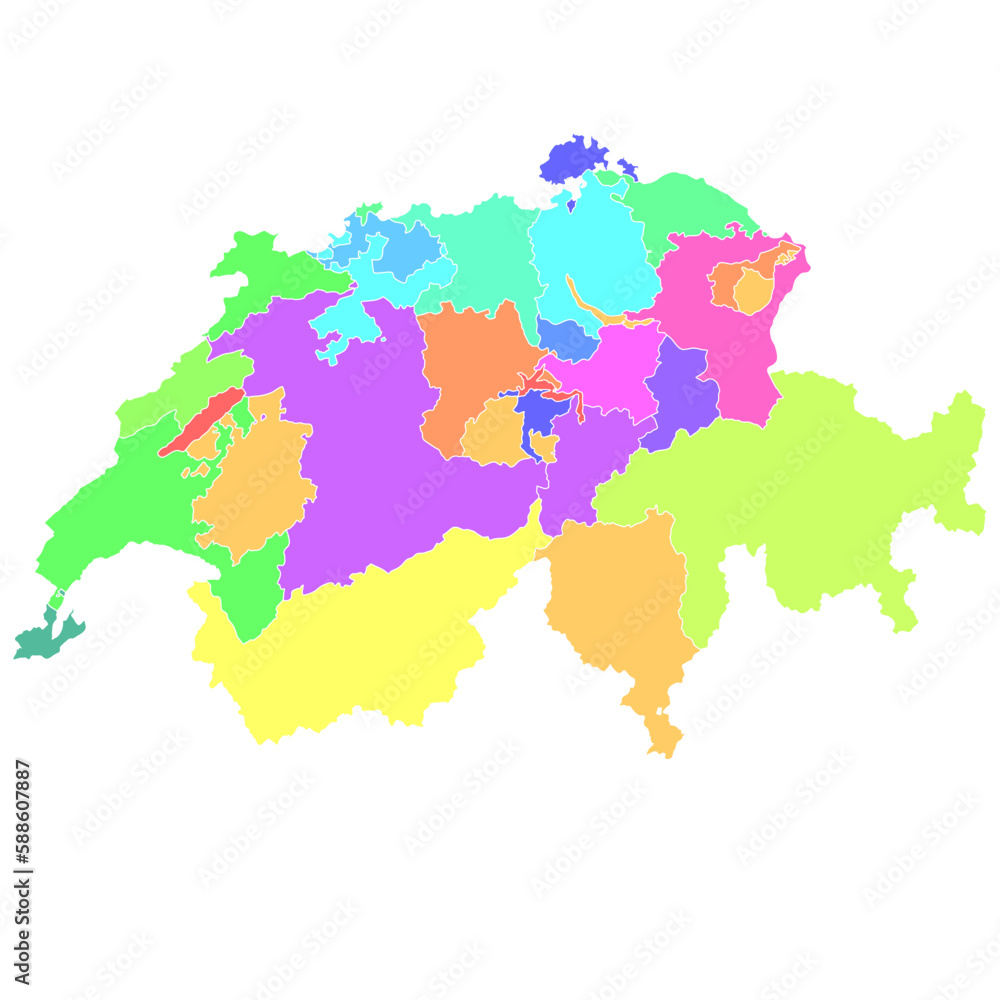 スイス　地図　カラフル　アイコン