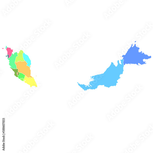マレーシア　地図　カラフル　アイコン