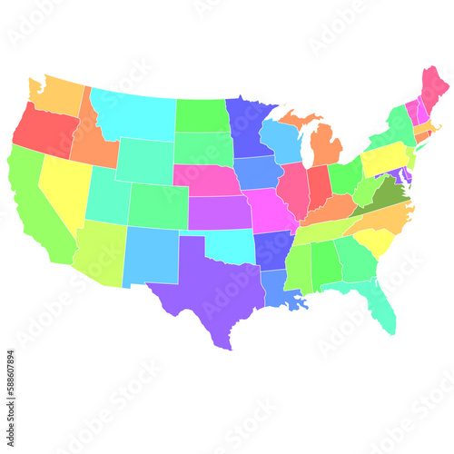 アメリカ 地図 カラフル アイコン