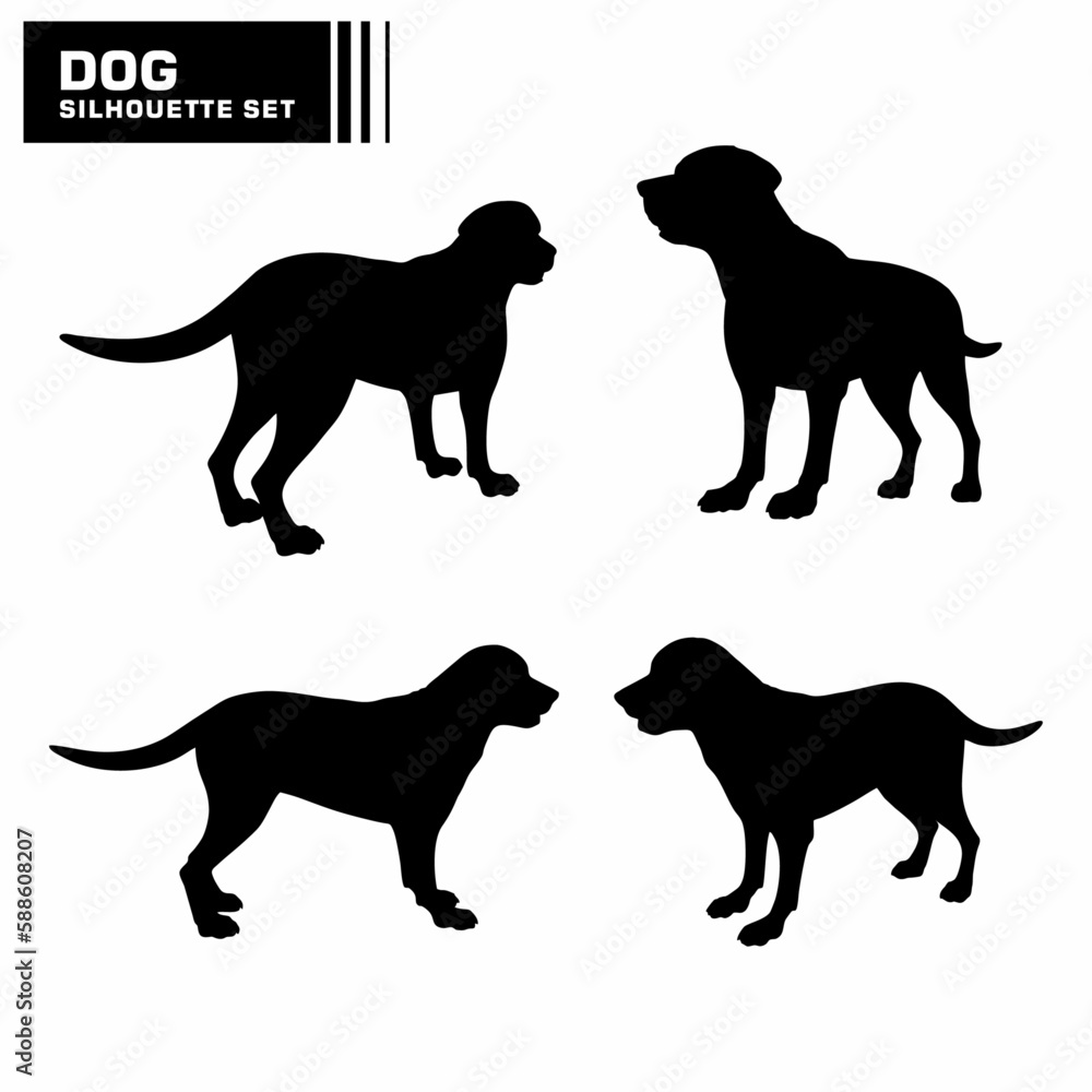 vector set of dog character silhouettes