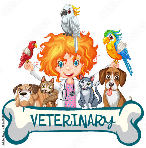 Friendly Veterinarian with Pet Animal Vector