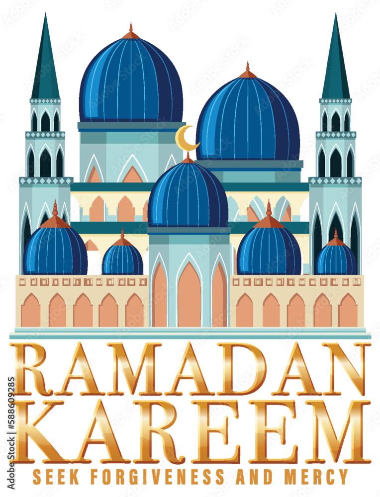 Ramadan Kareem Poster with Traditional Islamic Elements