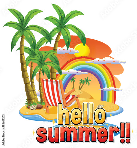 Hello summer logo template