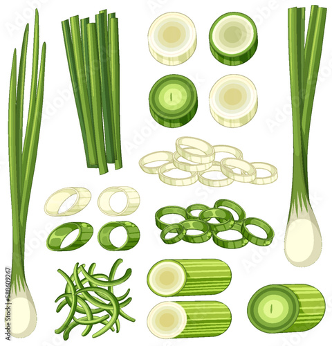 Cartoon spring onion isolated