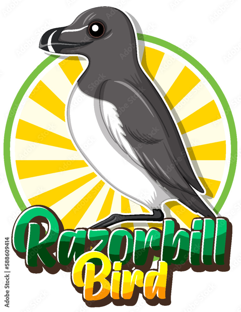 Naklejka premium Razorbill bird logo with carton character