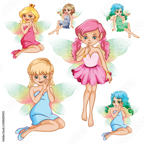Set of fantasy enchanted cartoon characters