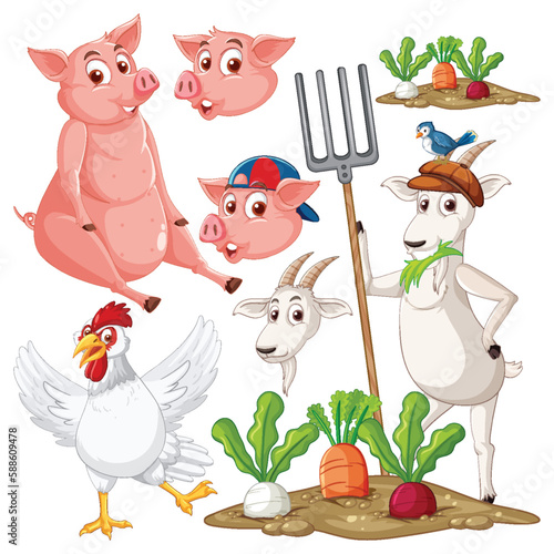 Set of mix animal farm character