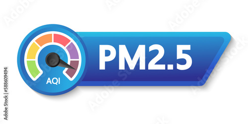 AQI gauge icon or Air Quality Index is a system for reporting the severity of air quality levels in relatable terms to the public.