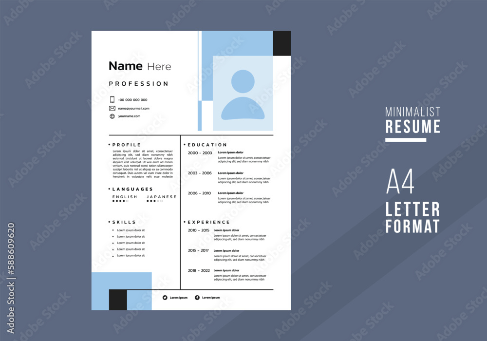 Minimalist CV / resume and cover letter - minimal design - black and ...