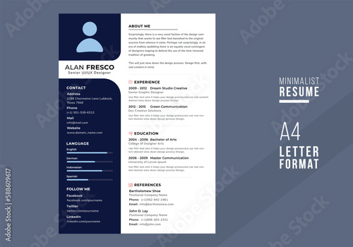 Minimalist CV / resume and cover letter - minimal design - black and white background vector - stylish minimalism