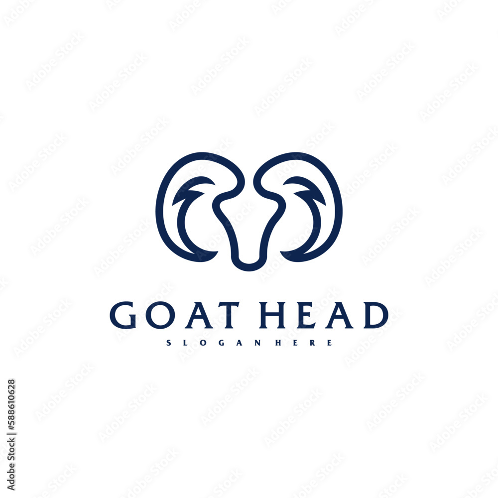 Goat Head logo template, Creative Goat logo design vector