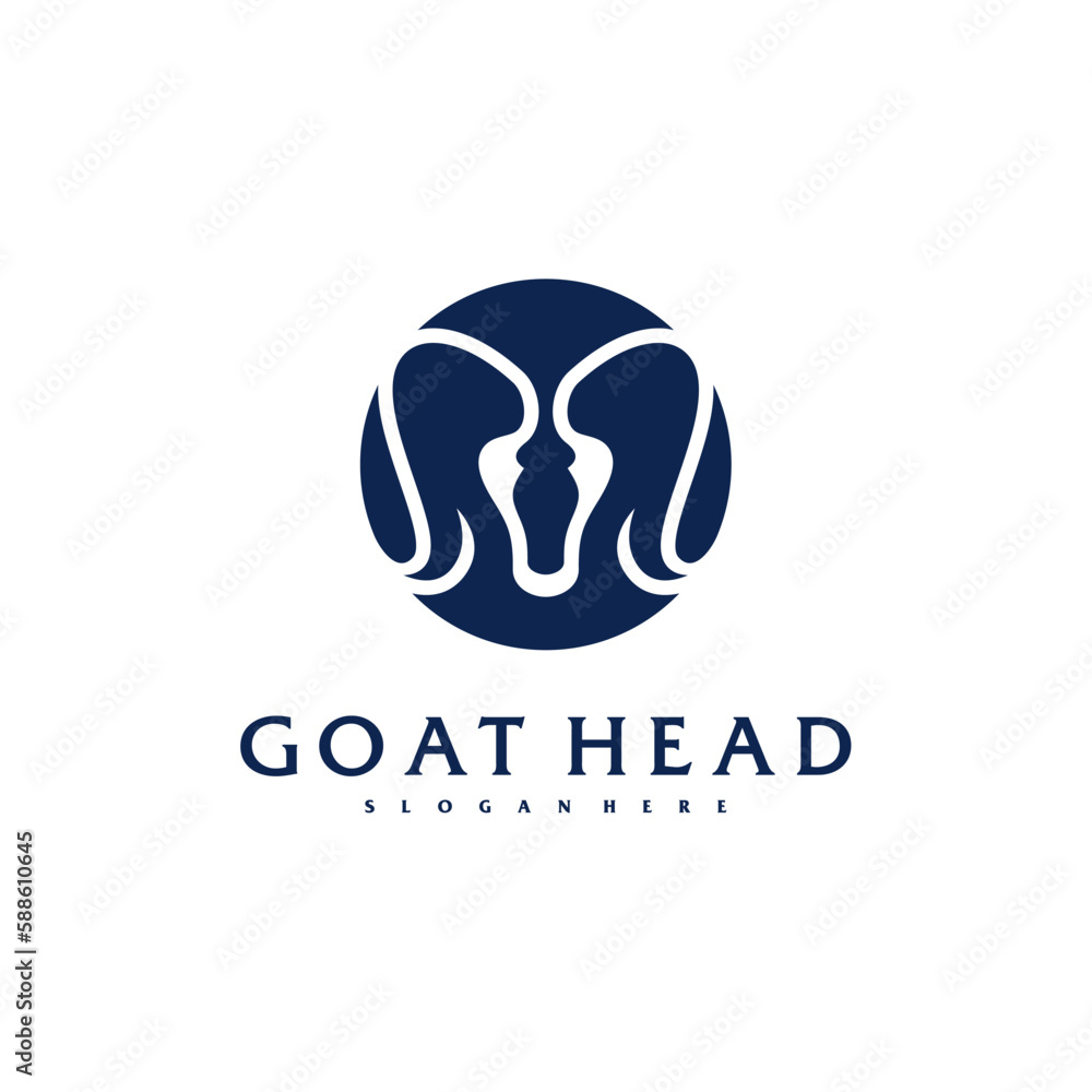 Goat Head logo template, Creative Goat logo design vector