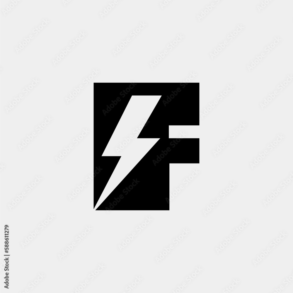 F Letter Logo With Lightning Thunder Bolt Vector Design. Electric Bolt Letter F Logo Vector Illustration. F Letter Logo With Lightning Thunder Bolt Vector Design. Electric Bolt Letter F Logo Vector Illustration.