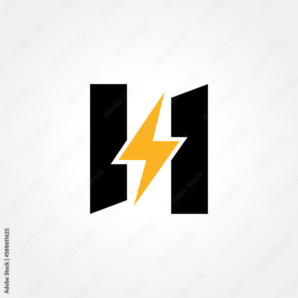 H Letter Logo With Lightning Thunder Bolt Vector Design. Electric Bolt Letter H Logo Vector Illustration. H Letter Logo With Lightning Thunder Bolt Vector Design. Electric Bolt Letter H Logo Vector Illustration.