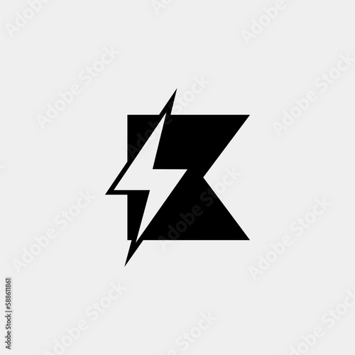 Free Download K Letter Logo With Lightning Thunder Bolt Vector Design. Electric Bolt Letter K Logo Vector Illustration. - GFXLoad