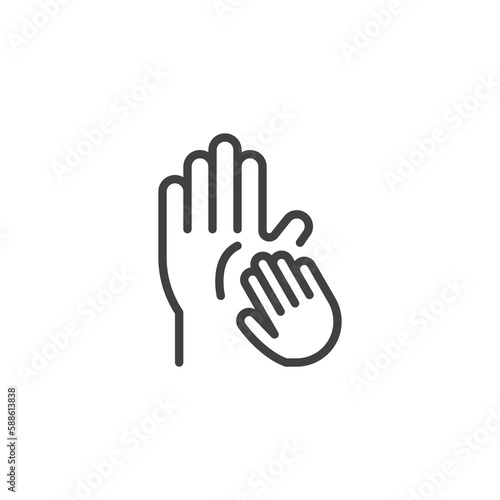 Hands and palms massage line icon