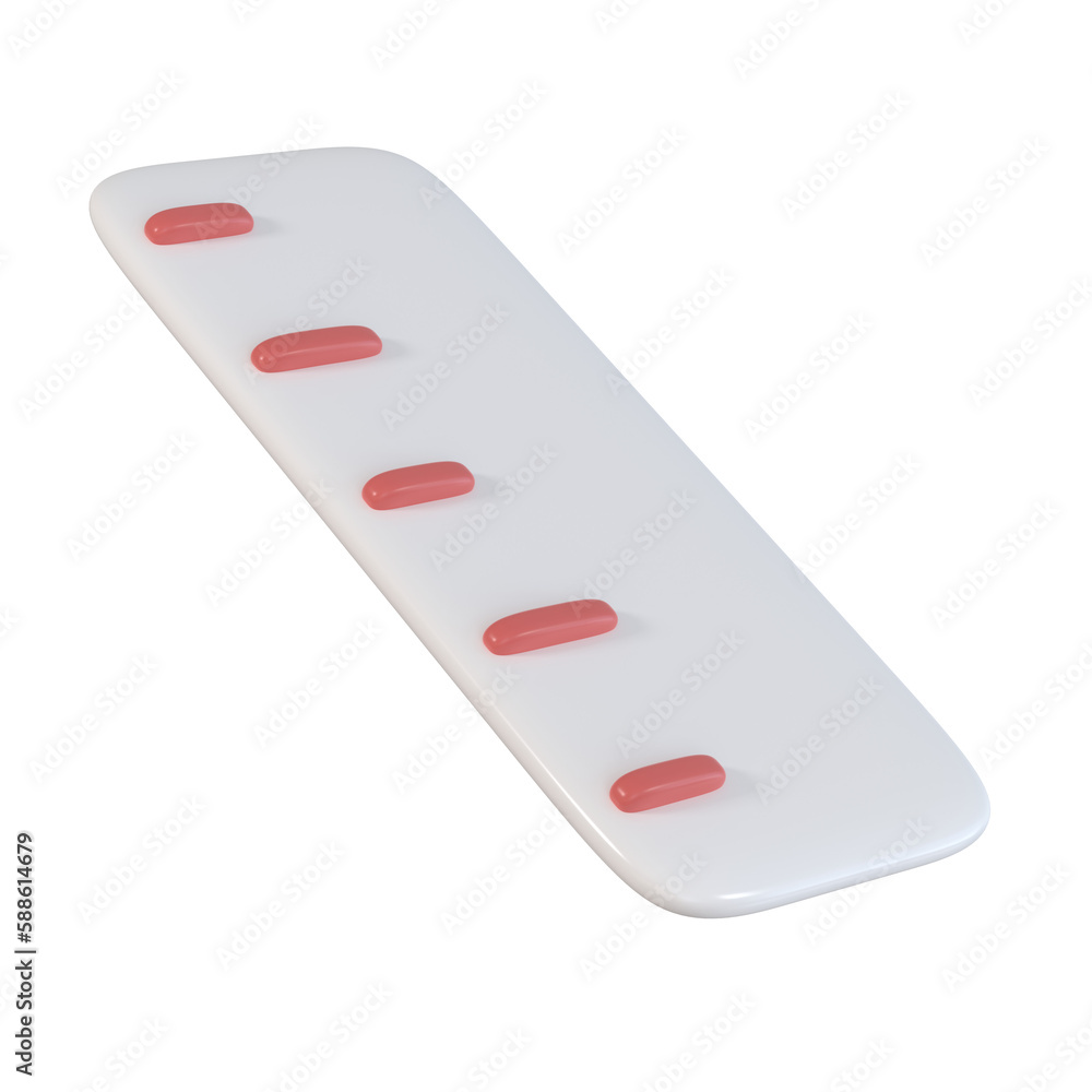 3D Ruler icon isolated on transparency background. Measure length scale,straight measuring. Simple office supplies. 3D rendering illustration. Minimal cartoon style.