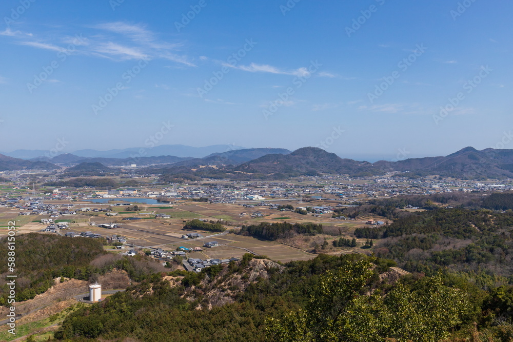 Landscape of sanuki city , view from monnyu park , kagawa, shikoku, japan