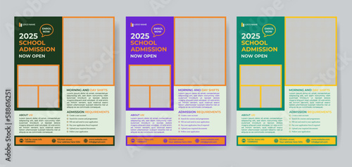 School admission flyer design set. Back to school admission flyer. school admission template for flyer design. 