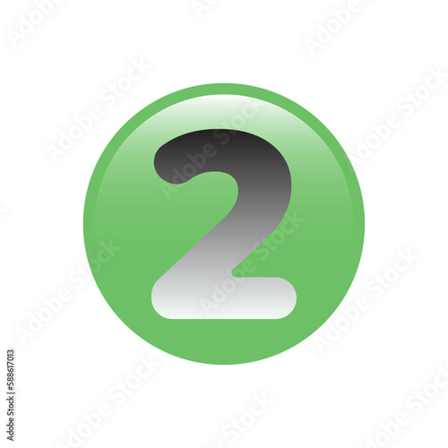 Number 2 green circle  with gradient two