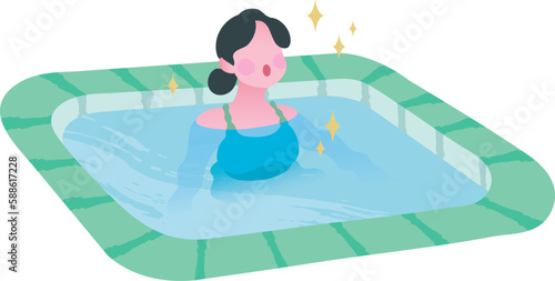 水風呂に浸かるサウナガール サ道 サウナ活動