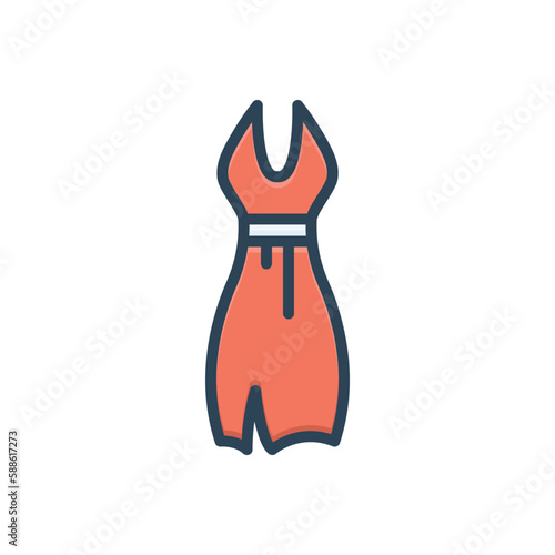 Color illustration icon for dress 